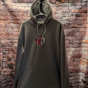 Red and Gray Pullover Hoodie with Bold Graphic